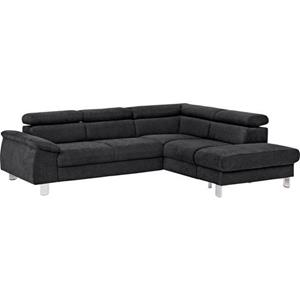 COTTA Zithoek Komaris Set: bestaand uit hoekbank en hocker, hoekbank met verstelbare hoofdsteun, naar keuze bedfunctie/bedlade, LED/RGB (set)