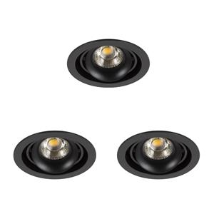 KS Verlichting Inbouwspot Bjorn 1 Rond zwart set 3 stuks