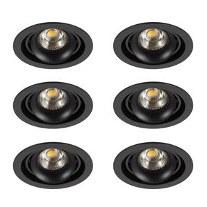 KS Verlichting Inbouwspot Bjorn 1 Rond zwart set 6 stuks
