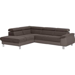 COTTA Zithoek Komaris Set: bestaand uit hoekbank en hocker, hoekbank met verstelbare hoofdsteun, naar keuze bedfunctie/bedlade, LED/RGB (set)