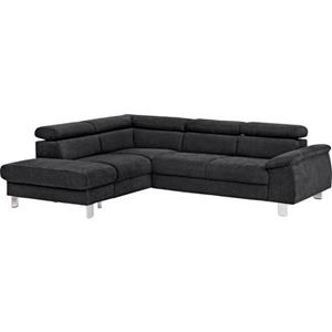 COTTA Zithoek Komaris Set: bestaand uit hoekbank en hocker, hoekbank met verstelbare hoofdsteun, naar keuze bedfunctie/bedlade, LED/RGB (set)