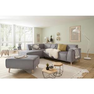 Home affaire Hocker Julia met bies en houten voetjes