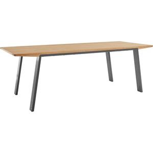OTTO products Eettafel Flemming van gedeeltelijk massieve houtverwerking, met een chic grijs metalen frame, in verschillende breedten, designed by leonhard pfeifer