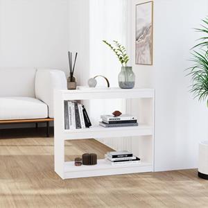 vidaXL Bücherregal Raumteiler Weiß 80x30x71,5 cm Massivholz Kiefer 
