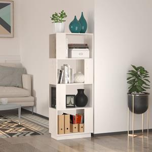 VidaXL Boekenkast/kamerscherm 51x25x132 Cm Massief Grenenhout Wit