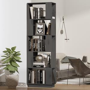 VidaXL Boekenkast/kamerscherm 51x25x163,5 Cm Massief Grenenhout Grijs