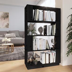 VidaXL Boekenkast/kamerscherm 80x25x132 Cm Massief Grenenhout Zwart