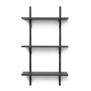 Ferm LIVING-collectie Houten wandrek Sector Shelf T/N - zwart Ash-zwart Brass