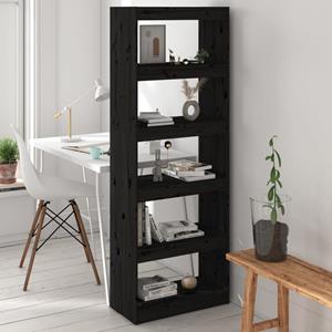 VidaXL Boekenkast/kamerscherm 60x30x167,5 Cm Massief Grenenhout Zwart