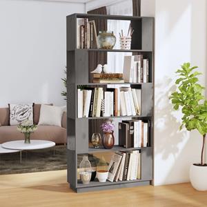 VidaXL Boekenkast/kamerscherm 80x25x163,5 Cm Massief Grenenhout Grijs