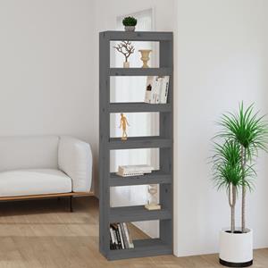 VidaXL Boekenkast/kamerscherm 60x30x199,5 Cm Massief Grenenhout Grijs