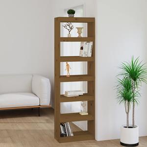 VidaXL Boekenkast/kamerscherm 60x30x199,5 Cm Grenenhout Honingbruin