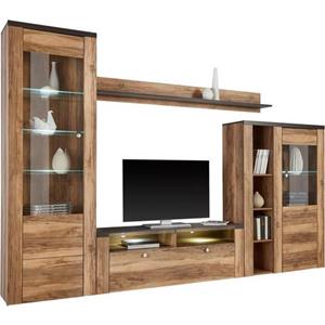 Home affaire Wandmeubel Larona, aanbouwwand, set van 4 delen bestaande uit 1 tv-board, 1 highboard, 1 vitrine, 1 wandplank (set, 4 stuks)