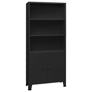 vidaXL Bücherregal im Industrie-Stil Schwarz 80x32x180 cm Stahl 