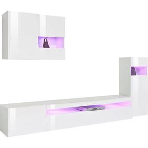 Tecnos Wandmeubel wit romp/ front in hoogglans, zonder verlichting (set, 4 stuks)