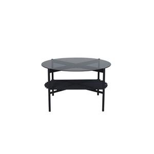 Hioshop VonStaf salontafel met plank Ø80 cm glas zwart.
