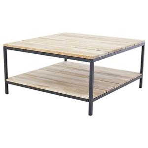 Hioshop Cirebon salontafel met plank 80x80 cm teak decor.