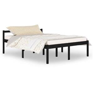 VidaXL Bedframe massief grenenhout zwart 150x200 cm 5FT king