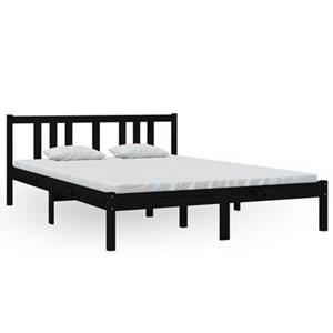 VidaXL Bedframe massief hout zwart 140x200 cm