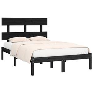 VidaXL Bedframe massief hout zwart 120x190 cm 4FT Small Double