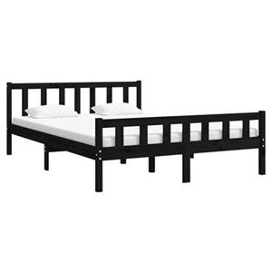 VidaXL Bedframe massief hout zwart 150x200 cm 5FT King Size