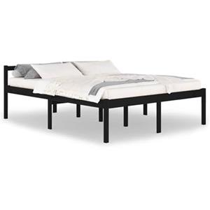 VidaXL Bedframe massief grenenhout zwart 160x200 cm
