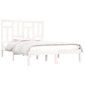 VidaXL Bedframe massief hout wit 120x190 cm 4FT Small Double