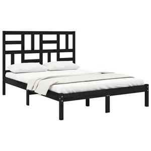 VidaXL Bedframe massief hout zwart 120x190 cm 4FT Small Double