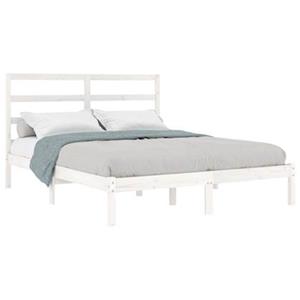 vidaXL Bedframe massief hout wit 135x190 cm 4FT6 Double