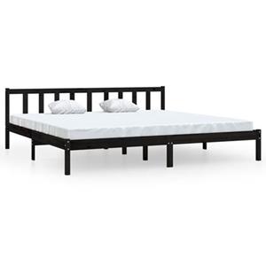 VidaXL Bedframe massief grenenhout zwart 200x200 cm