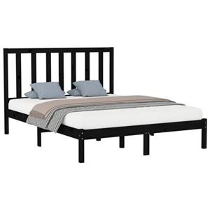 vidaXL Massivholzbett Schwarz 140x200 cm 