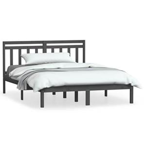 vidaXL Massivholzbett Grau 120x190 cm 4FT Small Double 