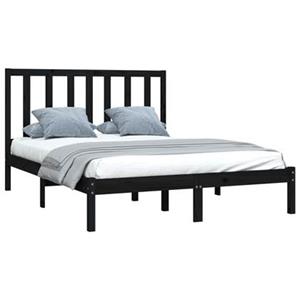 VidaXL Bedframe massief grenenhout zwart 140x190 cm