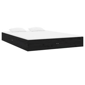 VidaXL Bedframe massief hout zwart 150x200 cm 5FT King Size