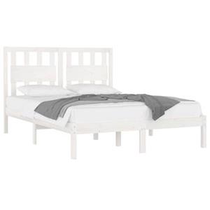 VidaXL Bedframe massief grenenhout wit 120x190 cm 4FT Small Double