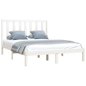 vidaXL Bedframe massief grenenhout wit 140x190 cm