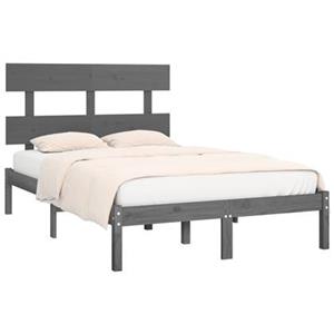 VidaXL Bedframe massief hout grijs 135x190 cm 4FT6 Double