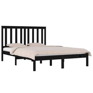 VidaXL Bedframe massief grenenhout zwart 120x190 cm 4FT Small Double