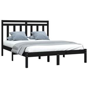 VidaXL Bedframe massief hout zwart 140x190 cm