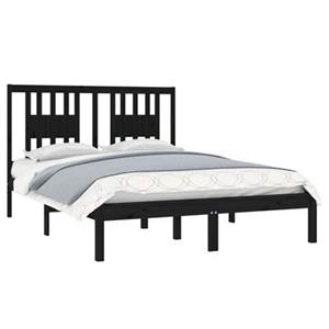 VidaXL Bedframe massief hout zwart 120x190 cm 4FT Small Double