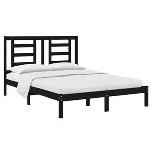VidaXL Bedframe massief grenenhout zwart 140x200 cm