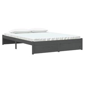 vidaXL Massivholzbett Grau 150x200 cm 5FT King Size 