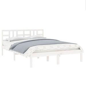 vidaXL Bedframe massief hout wit 140x190 cm