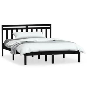 VidaXL Bedframe massief grenenhout zwart 140x190 cm