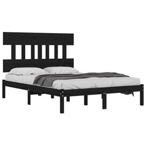 VidaXL Bedframe massief hout zwart 140x190 cm