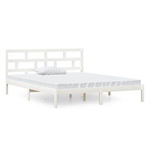 VidaXL Bedframe massief hout wit 120x190 cm 4FT Small Double