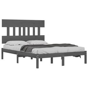 VidaXL Bedframe massief hout grijs 135x190 cm 4FT6 Double
