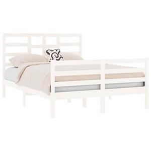 VidaXL Bedframe massief hout wit 135x190 cm 4FT6 Double