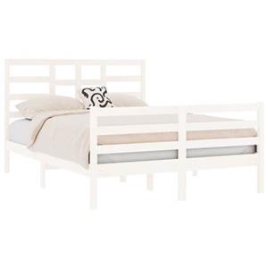 vidaXL Bedframe massief hout wit 120x190 cm 4FT Small Double