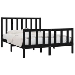 vidaXL Bedframe massief hout zwart 120x190 cm 4FT Small Double